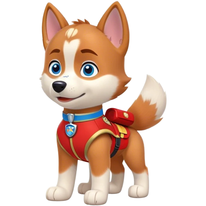 cute, disney red siberian husky with blue eyes; paw patrol style emoji