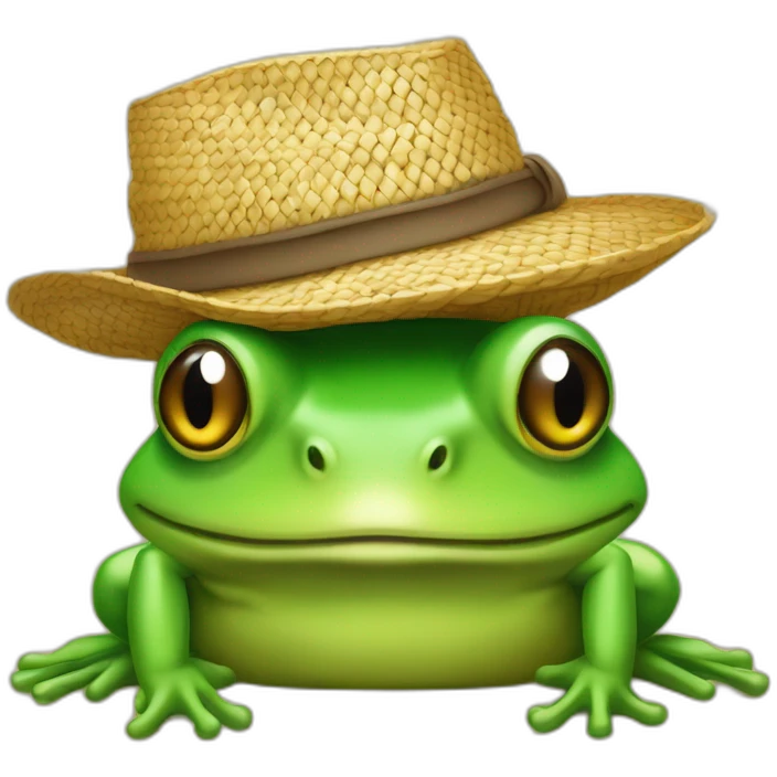 Grenouille avec un chapeau de paille emoji