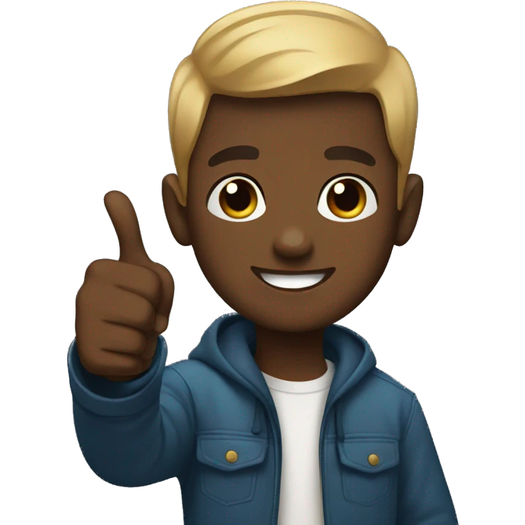 young man with short hair, dark skin doing thumbs up sign emoji