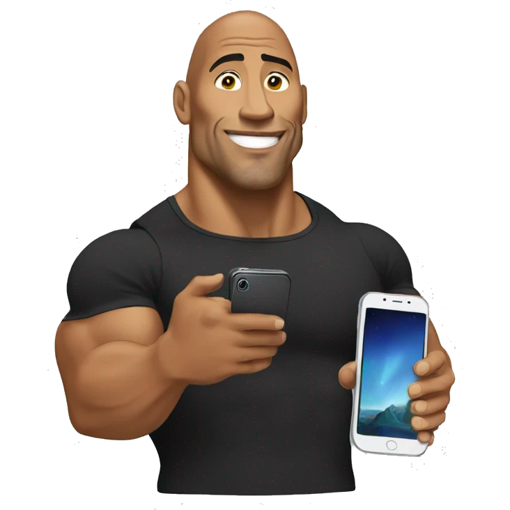 the rock holding a mobile phone emoji