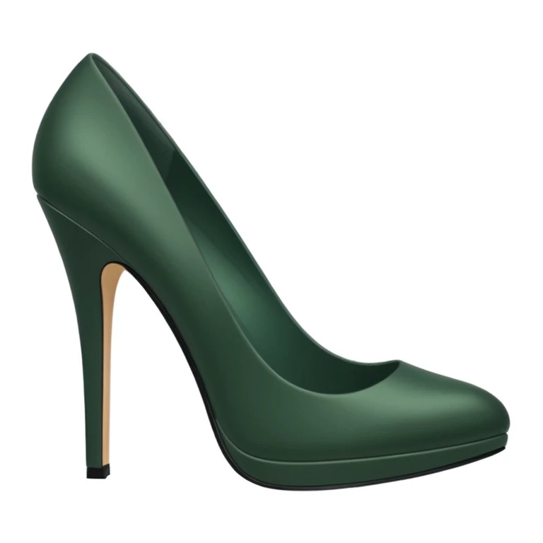 female legs in dark green high heel pump shoes, side view, minimalism, no faces or emojis, white background emoji