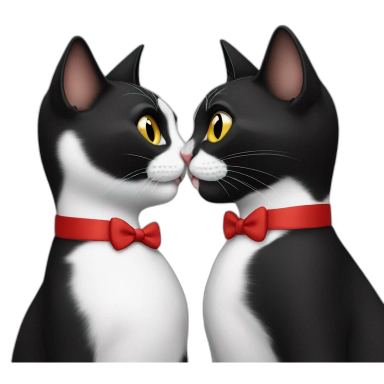 Tuxedo Cats kissing each other emoji