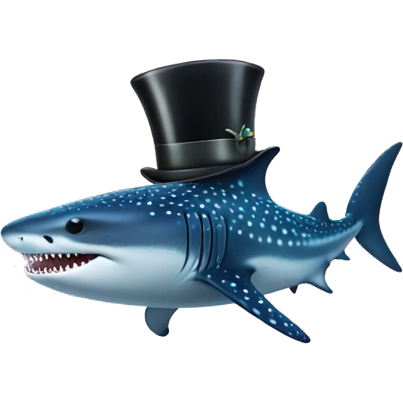 Whale shark with a top hat emoji