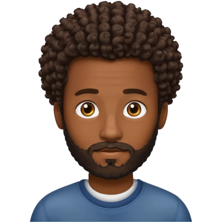 Dark brown skin man with a light beard and a curly   fade haircut with dark brown eyes emoji