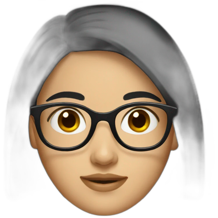 generate emoji unrussian girl with black hair, glasses, dark-black hair, brown eyes emoji