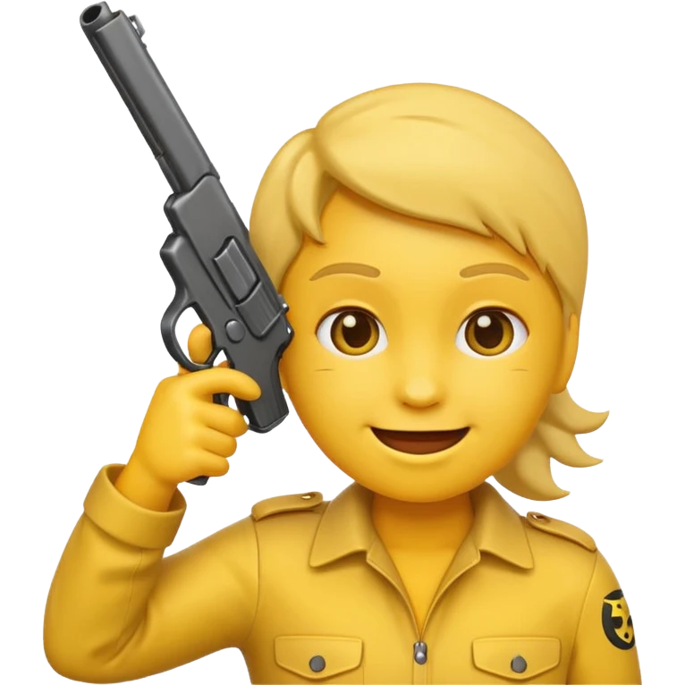 Create a smiling face emoji that’s holding a gun aimed to their forehead emoji