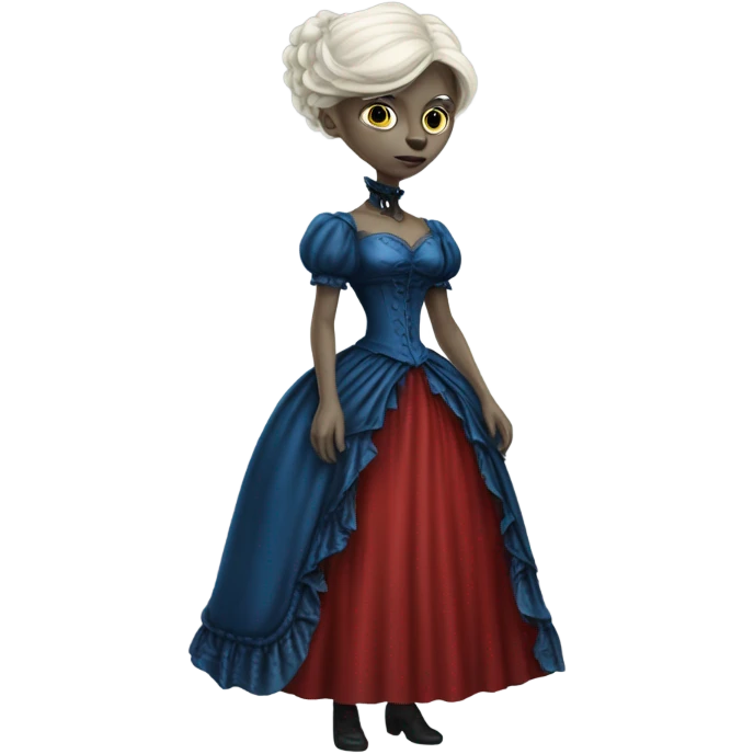 "galora blue blonde alien woman" in red Victorian dress red elegant, full body emoji