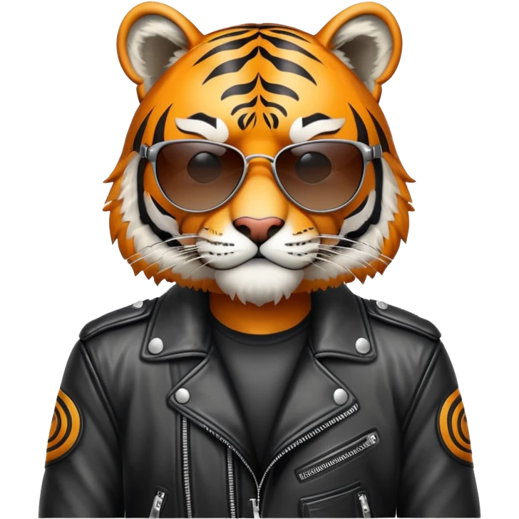 Tiger biker with leather jacket and sunglasses emoji