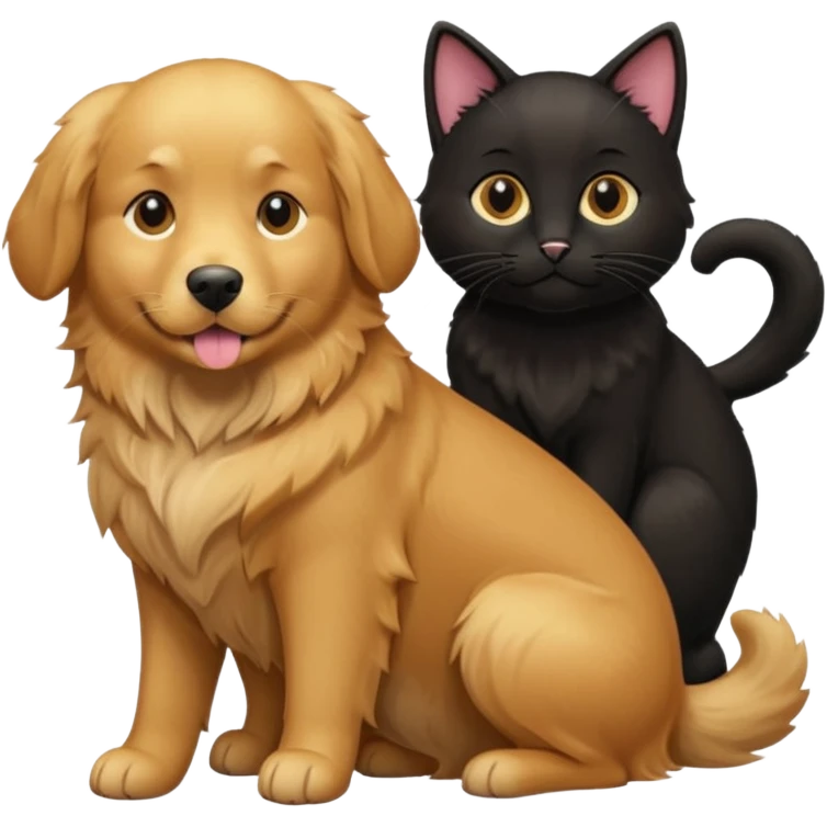golden retriever and black cat emoji