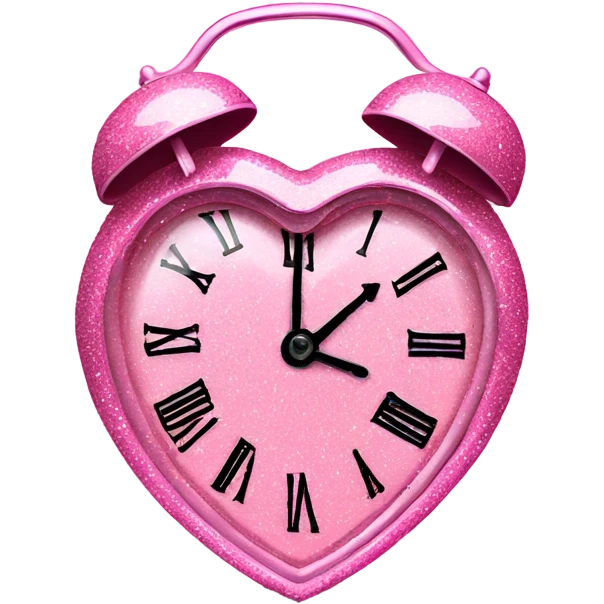 Pink heart shaped clock with glitter  emoji
