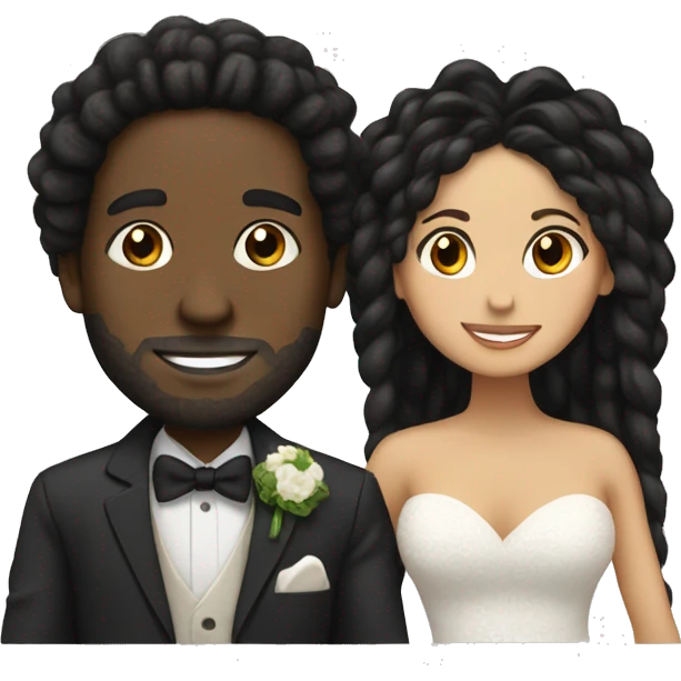 Black guy with dreadlocks marrying Latina black haired girl emoji