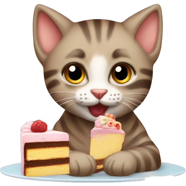 a baby cat eating a cake  emoji