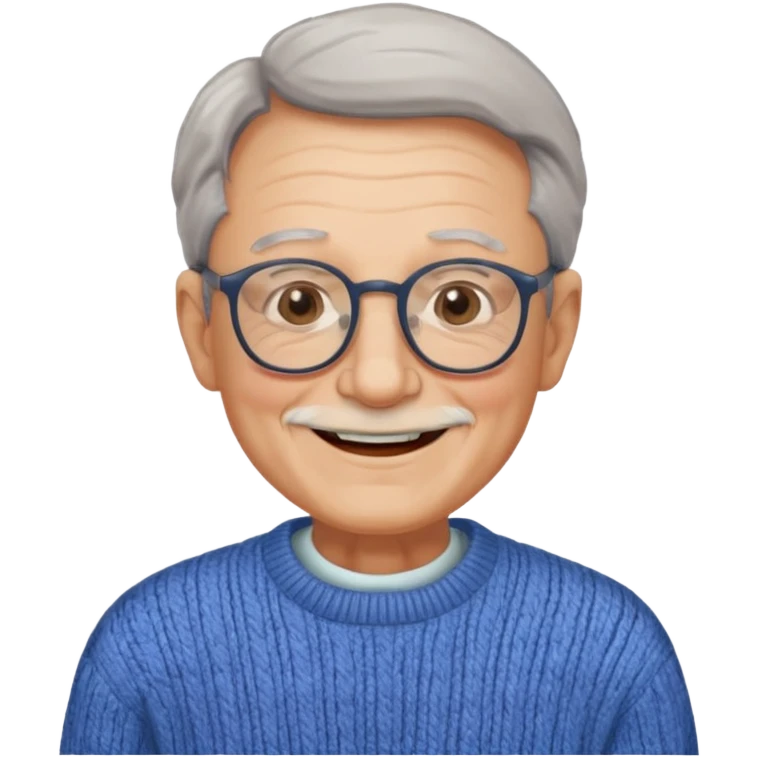 Old man, happy, wearing glasses and sweater


 emoji