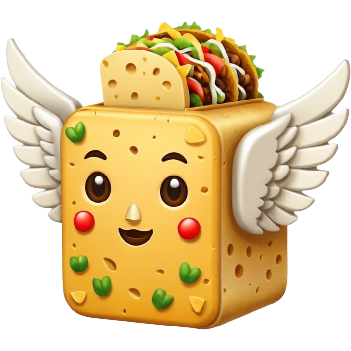 Taco Lucky Block with white wings  emoji