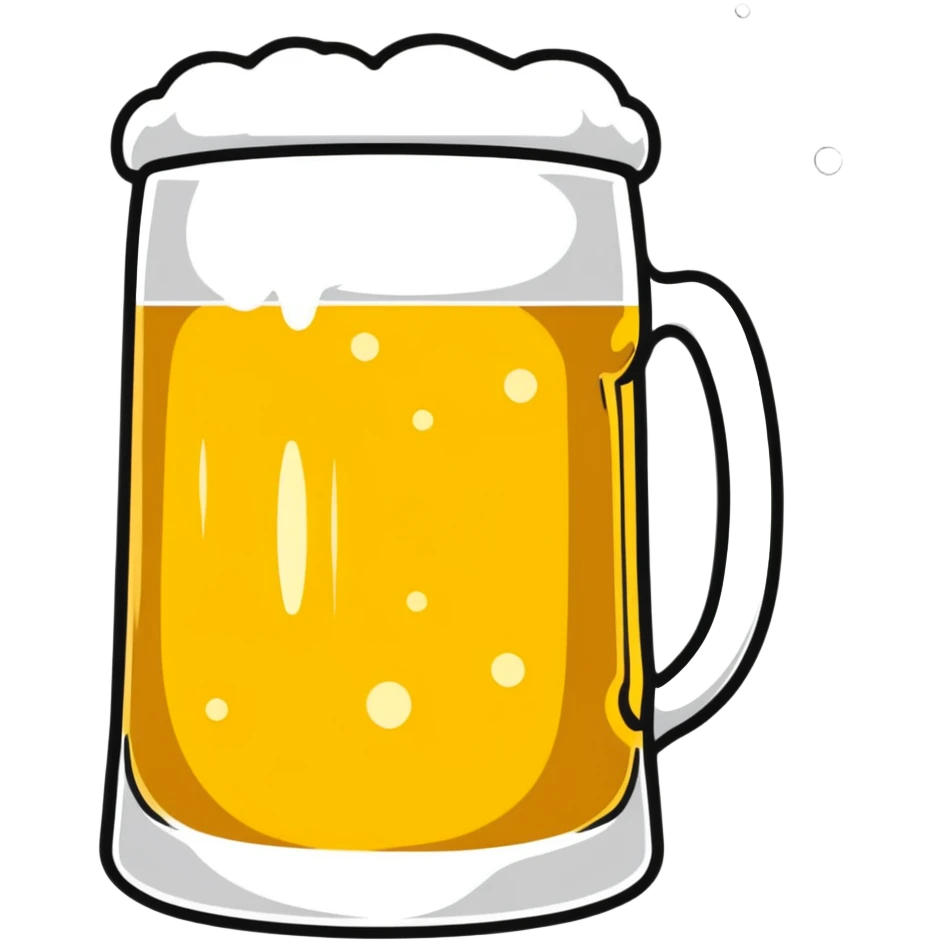 A happy beer mug with bubbles emoji