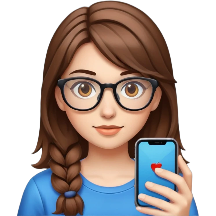 Brown haired gamer girl with classes  emoji