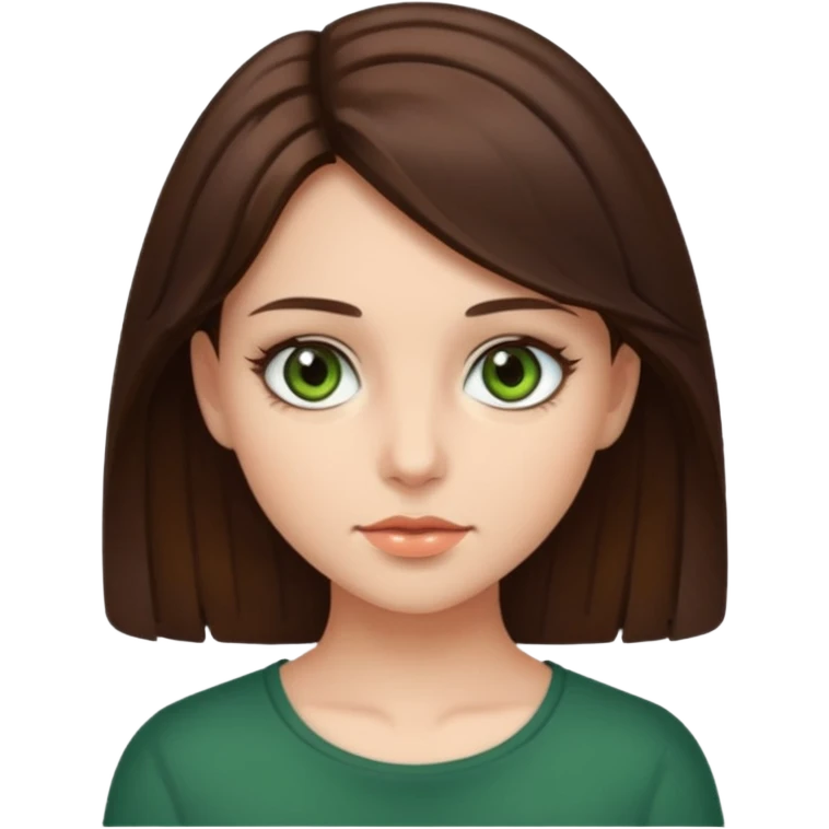 Girl with brunette hair and dark hazel green eyes  emoji