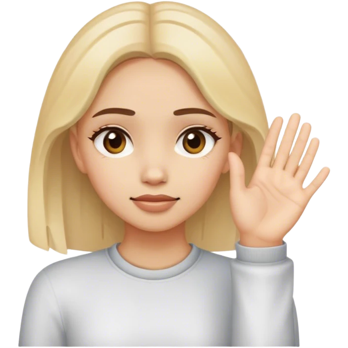 A girl with one hand on her face and the other hand sticking out with her palm facing out  emoji