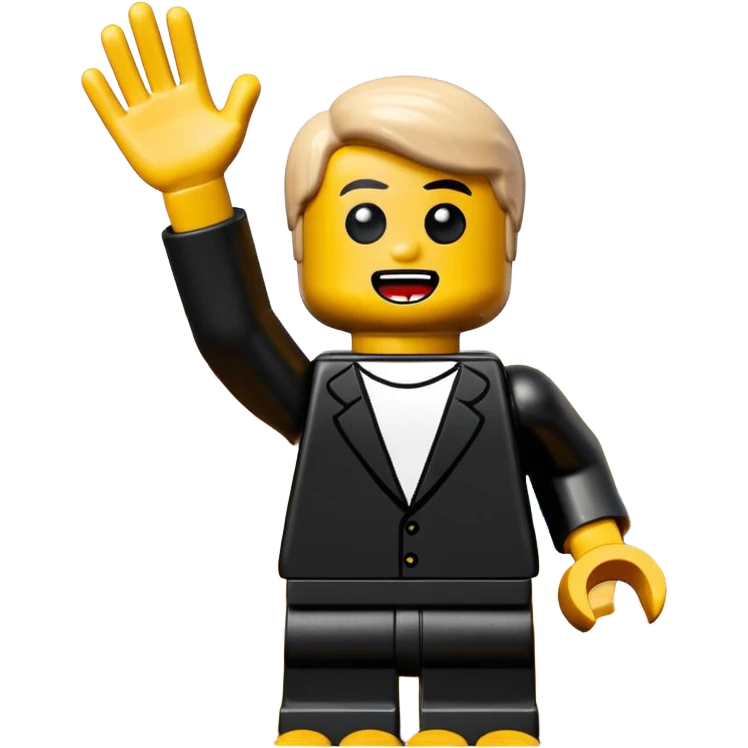 Edvard munch the scream landscape in Lego with minifig with both hands up emoji