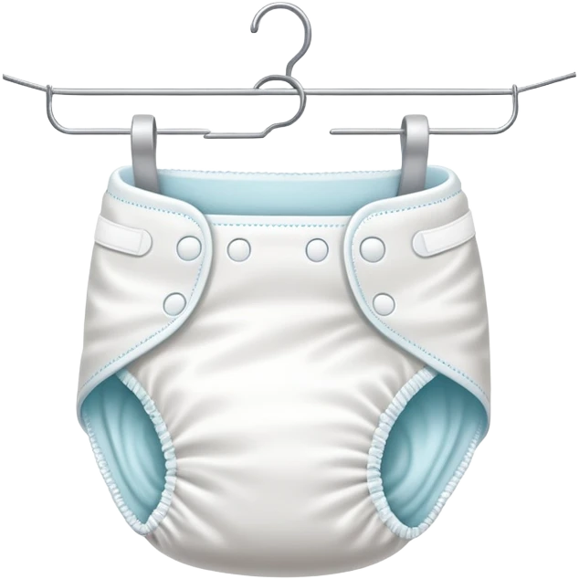 a single white regular diaper hanged on a wired hanger emoji