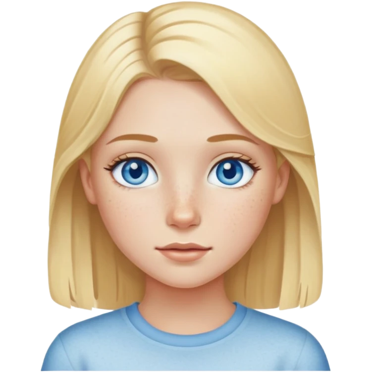 Blonde girl with blue eyes and freckles  emoji
