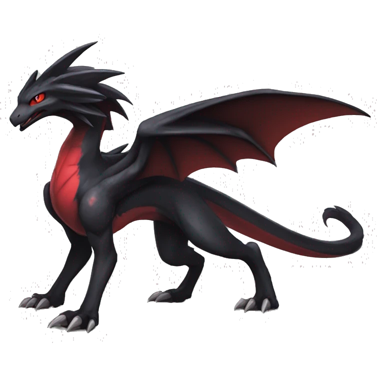 cool edgy black and red Dark-type nargacuga Pokémon full body emoji