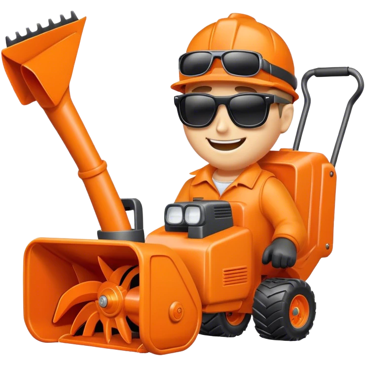 Orange snowblower with sunglasses and a smile emoji