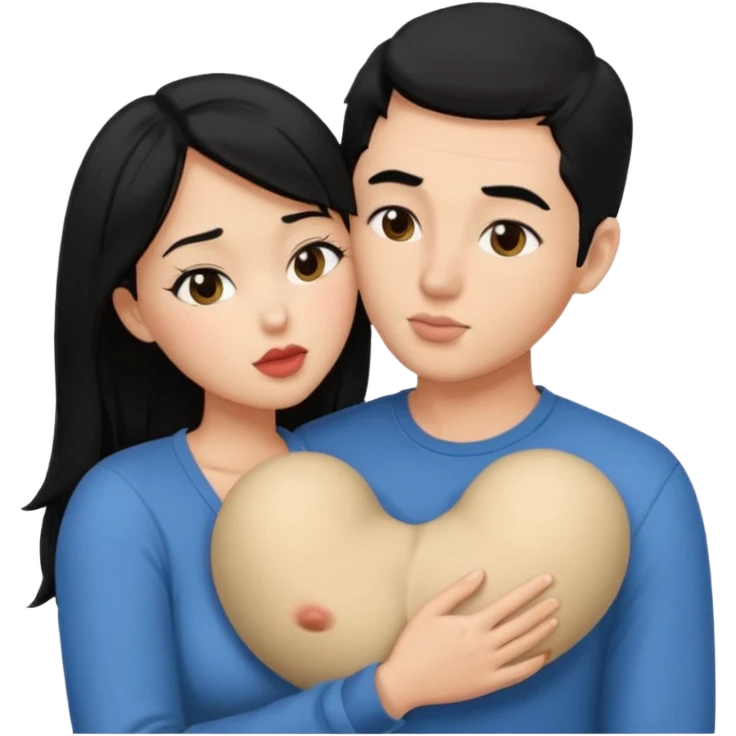 fully naked couple sex emoji man Kissing & holding boobs couple have black hair emoji