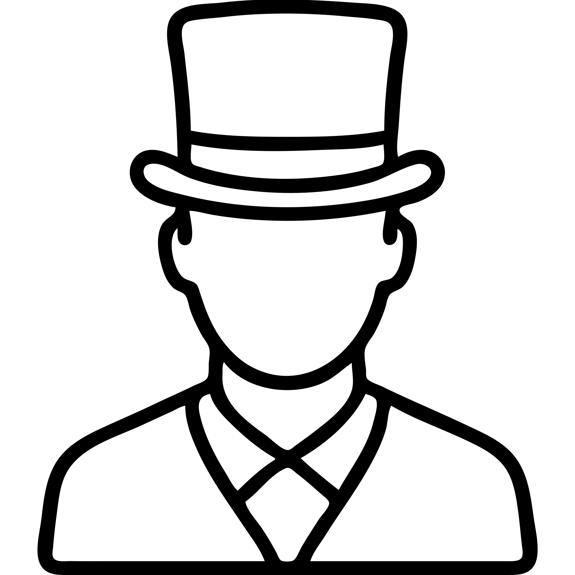 man in a top hat, outlined icon emoji