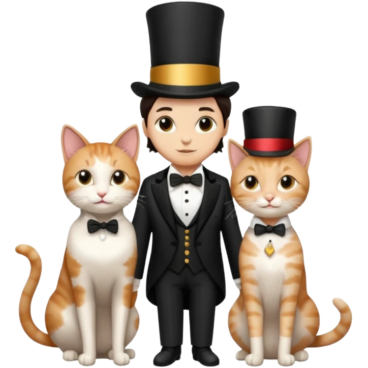 magician couple and their pet cat emoji