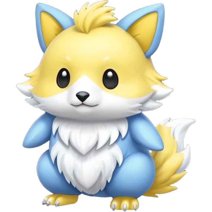 Cute cool blue yellow white animal hybrid Fakemon full body emoji