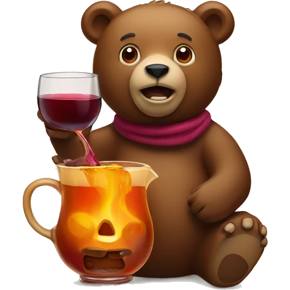 Bear with mulled wine  emoji