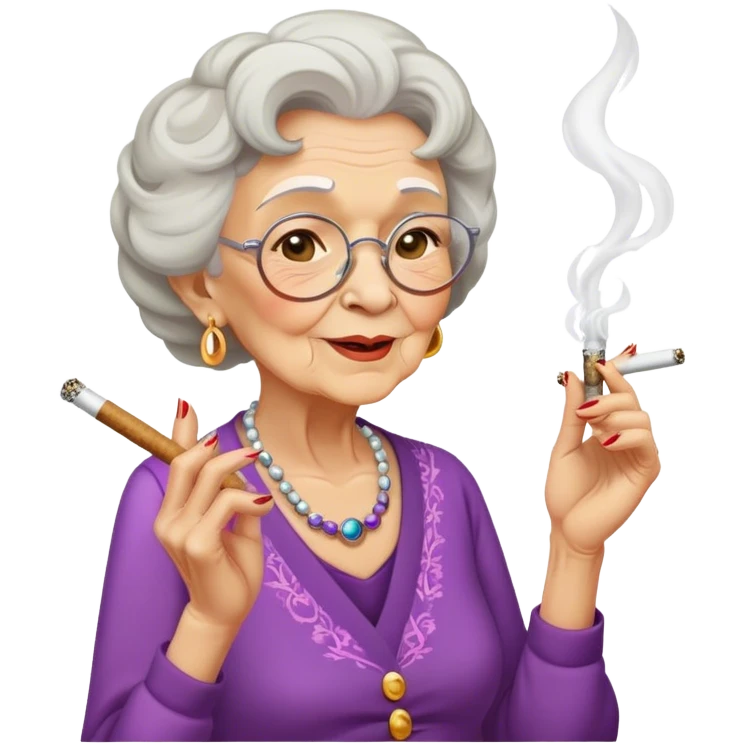 Old lady smoking a joint dancing emoji