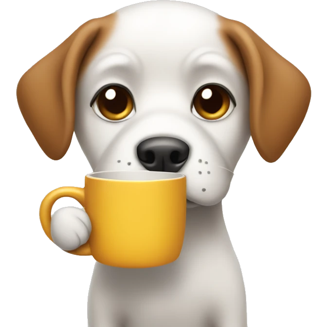 Dog holding a mug emoji