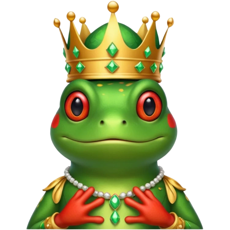 red frog in royal outfit and  emoji