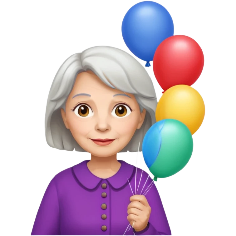 balloons holder older woman emoji