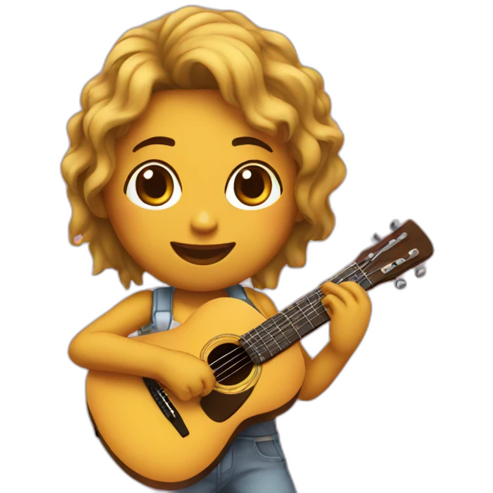 Chica pelo tocando cavaquinho emoji