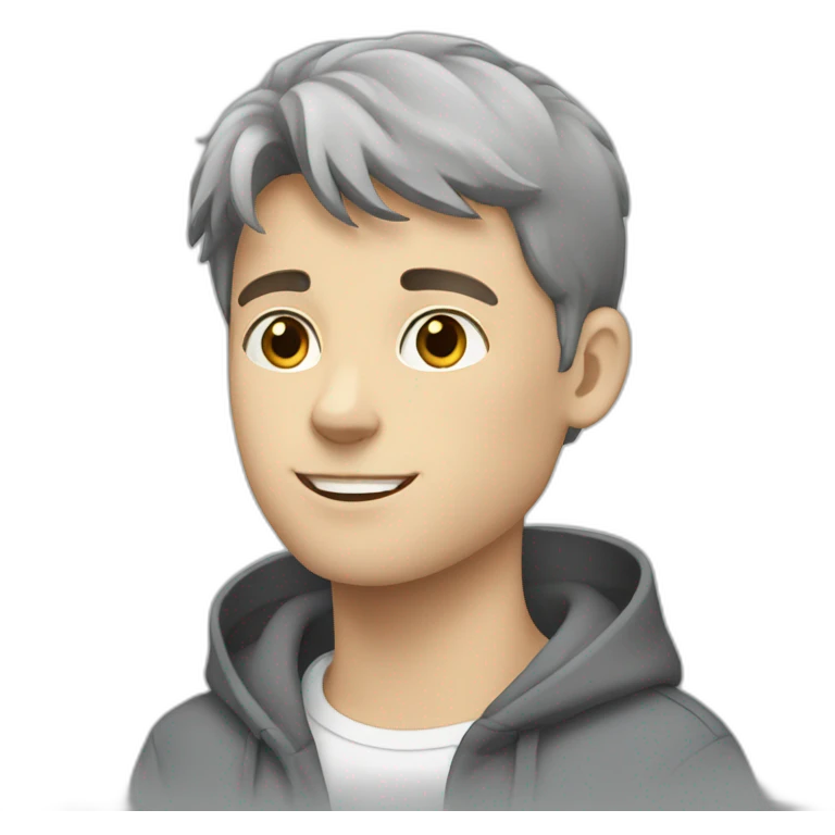 White brunette boy and grey cat emoji
