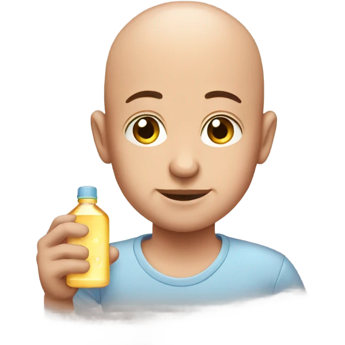 Bald man holding baby oil  emoji