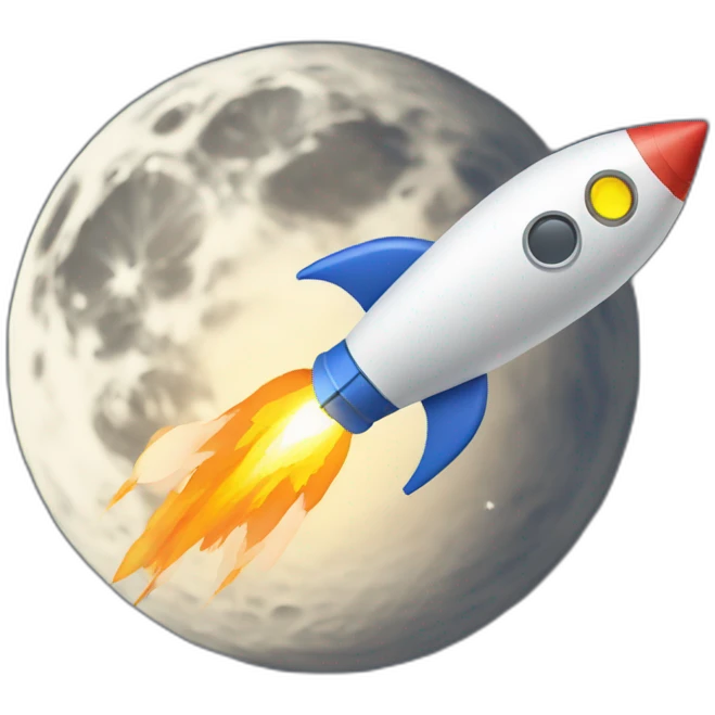 rocket going from moon to the earth emoji
