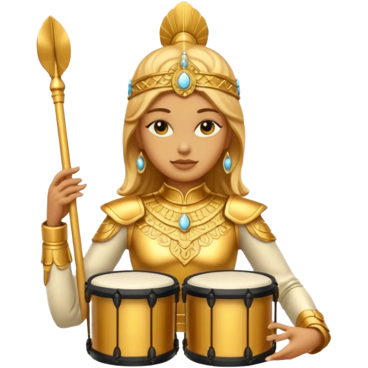 fully golden statue female drummer face golden emoji