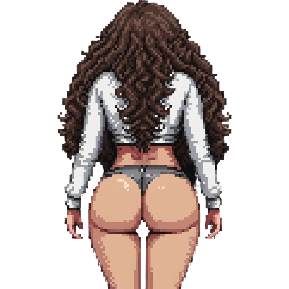 curly-haired girl with big butt emoji