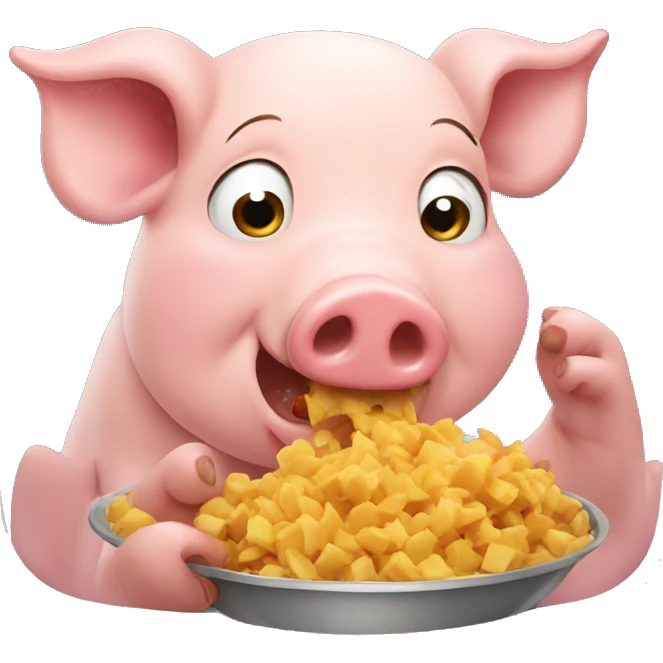 Pig eating emoji