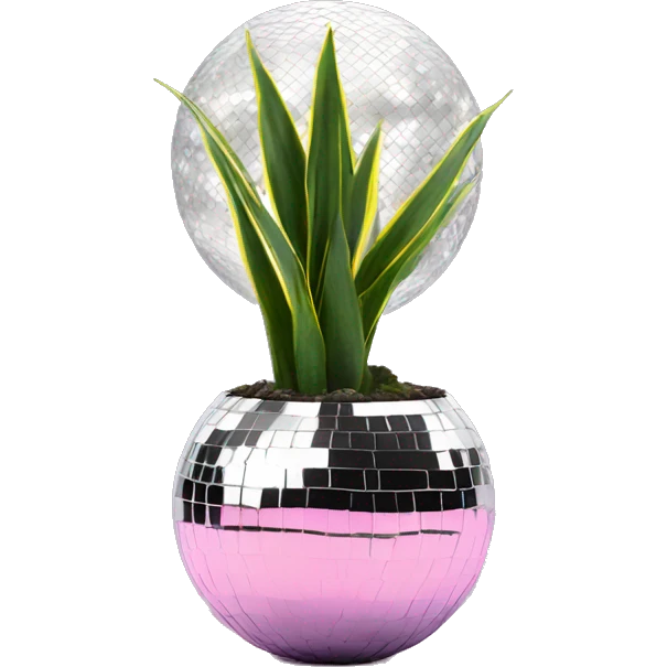 Snake plant in disco ball pot emoji