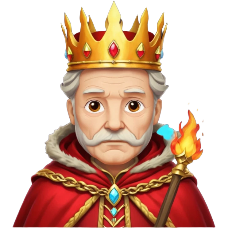 Fire old King – flame crown + scarlet cloak emoji