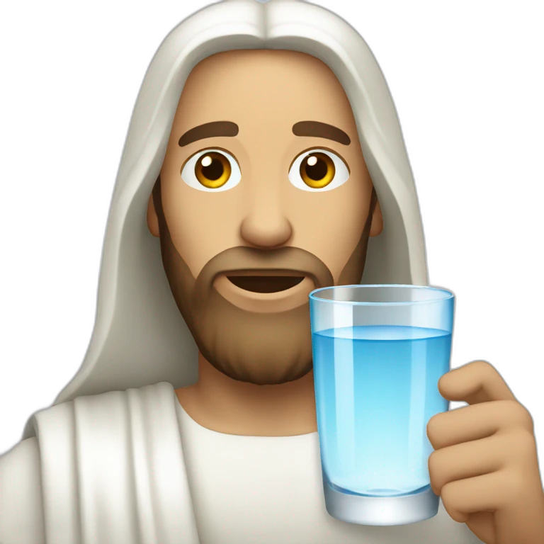White Jesus with water glass emoji