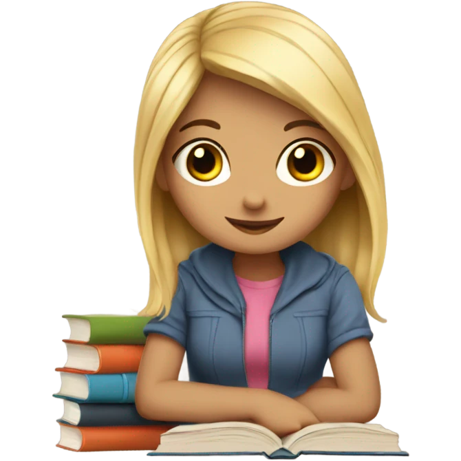 cute girl with books emoji