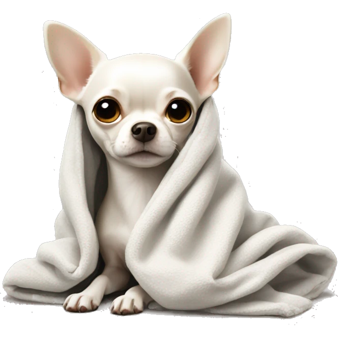 white chihuahua in a blanket emoji