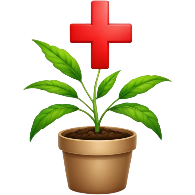 green plant with a red medical cross symbolizing agriculture and health emoji