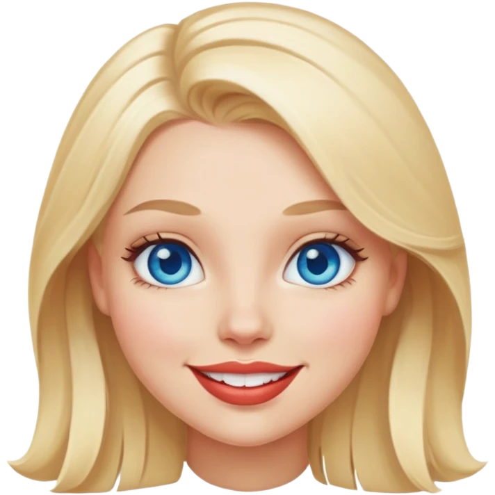 smiling blonde girl portrait blue eyes big lips emoji